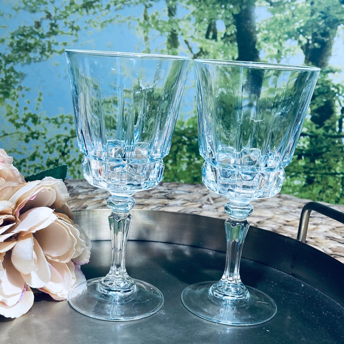 Set of 2 Cristal d'Arques-Durand France Chantelle Crystal Water Goblets