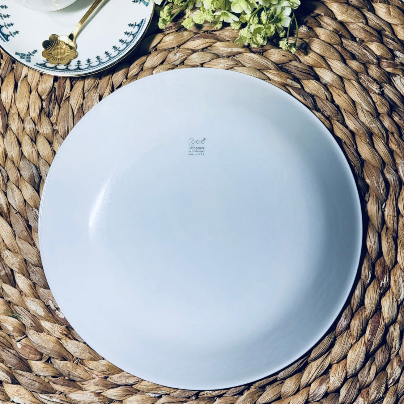 Vintage Corelle Snowflake Blue Luncheon Plates Set of