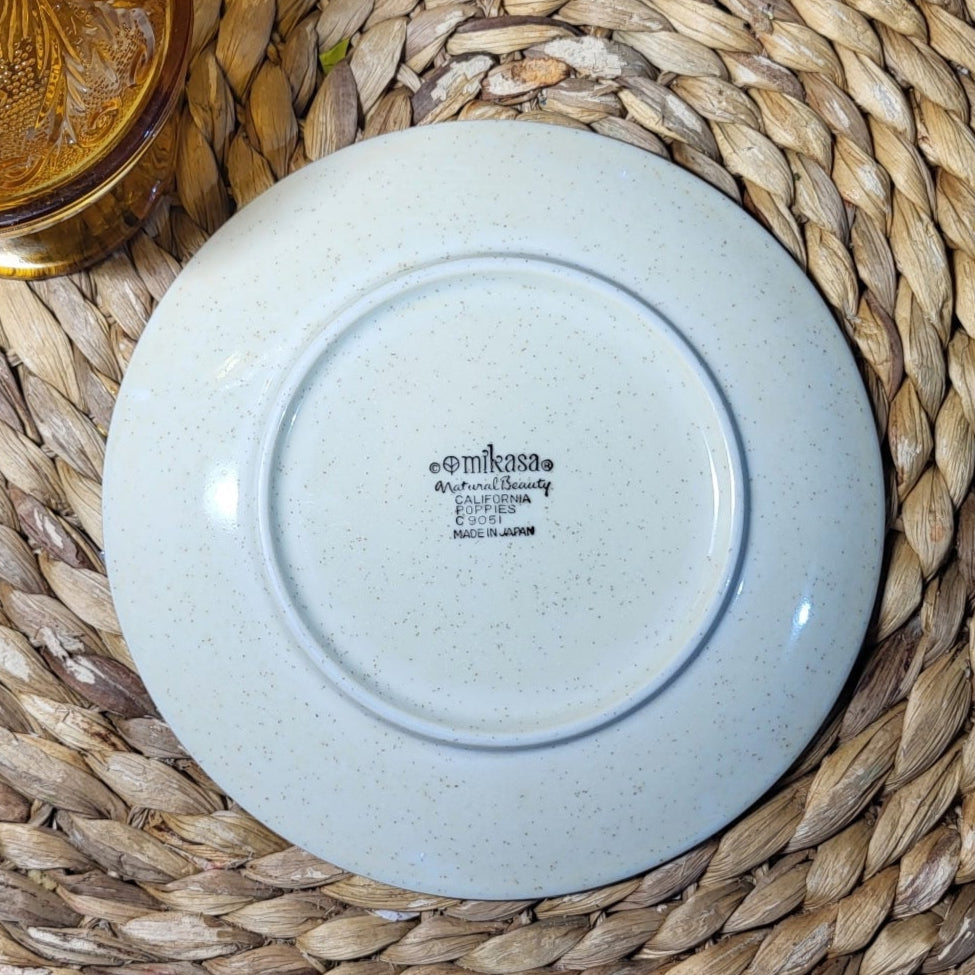 Vintage Mikasa California Poppies Stoneware Luncheons Plates set of 4
