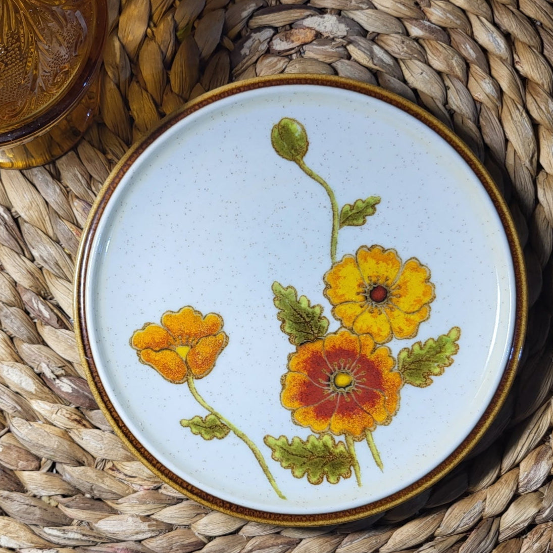 Vintage Mikasa California Poppies Stoneware Luncheons Plates set of 4