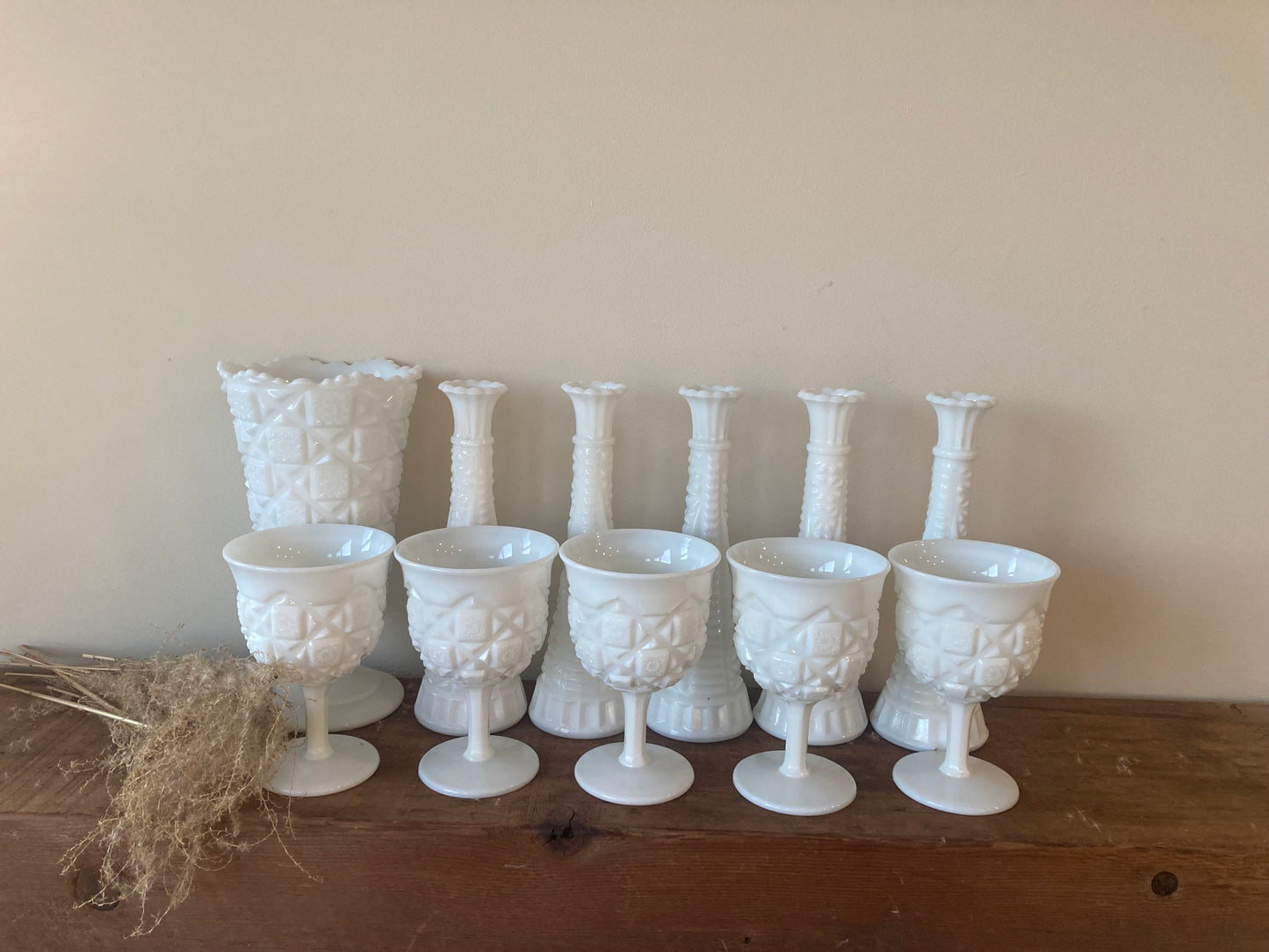 Vintage Milk Glass Rentals (Price is per table)