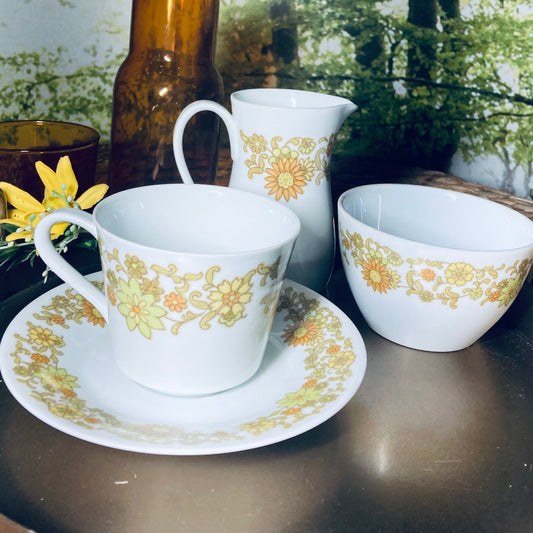 Noritake Summerville China Cookin Serve 2152 Made in Japan (Cup and saucer set of 3, creamer, and sugar bowl)