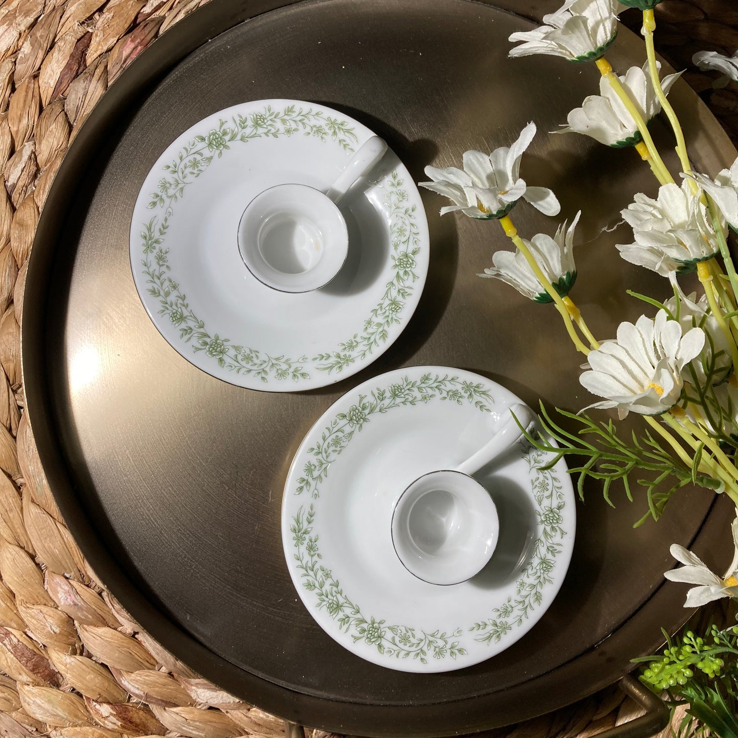 Vintage Mikasa Fine China Ceramic Candle Holder Saucers, Set of 2