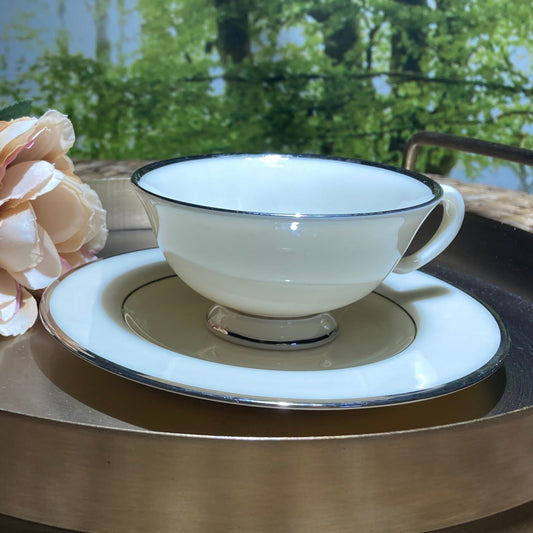 LENOX Ivory China MONTCLAIR Platinum Trim - Set of 1 Cups & Saucer