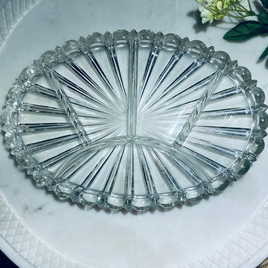 Vintage Heisey Glass Crystolite Pattern 5 Part Relish Condiment Dish 1937-57