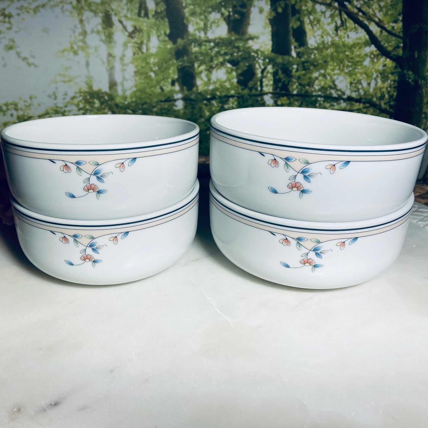 Vintage Princess House porcelain, HERITAGE BLOSSOM, Cereal Bowls 5", Set of 4